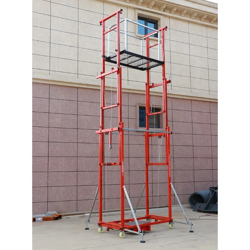 10M Height Electric Mobile Scaffolding Lift 500KG Load Capacity With Emergency Stop Safety System Folding Platform