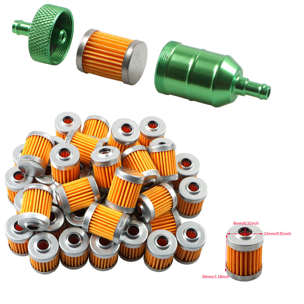 5 stücke Wiederverwendbare Waschbar Kraftstoff Filter Element + CNC Legierung Benzin Gas Filter Für Suzuki Dirt Bike ATV Quad Buggy motorrad Roller