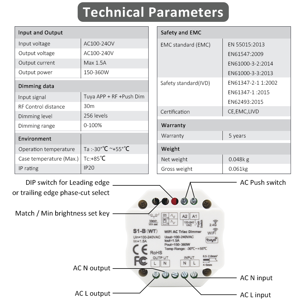 Tuya Smart Life Wifi LED AC 110V 220V 240V Triac atenuador de un solo Color cinta regulable lámparas controlador Control de voz Yandex Alice