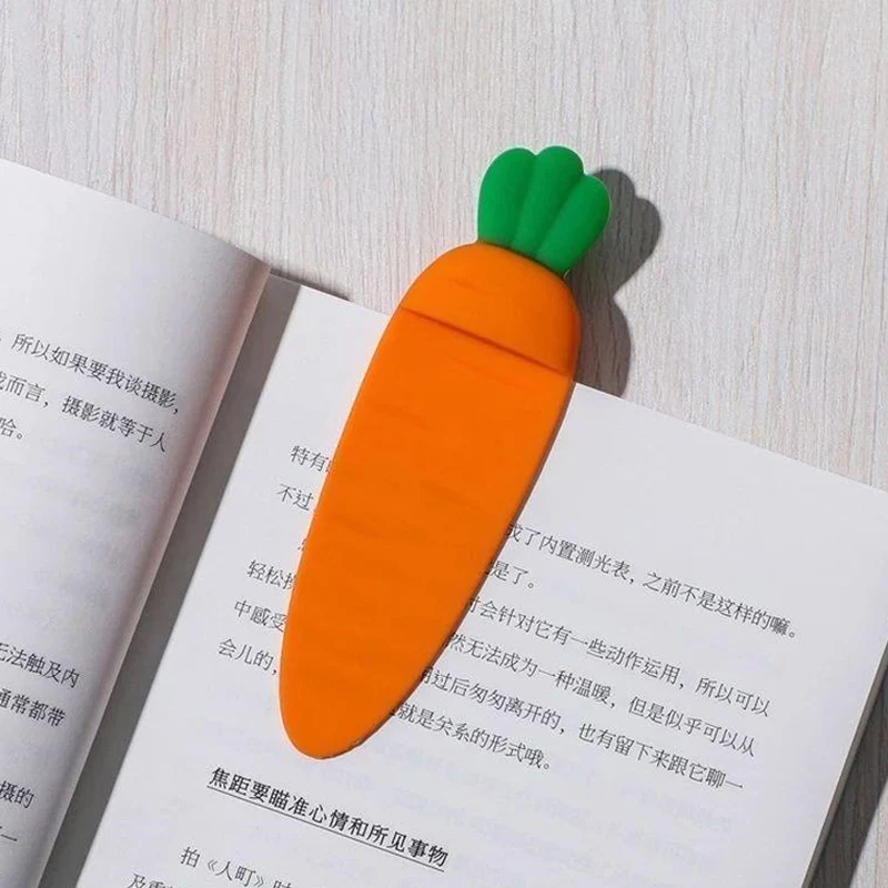 Marcapáginas de zanahoria de dibujos animados, marcapáginas fino de plástico encantador, regalo creativo para estudiantes, papelería de oficina, suministros escolares, 1 ud.