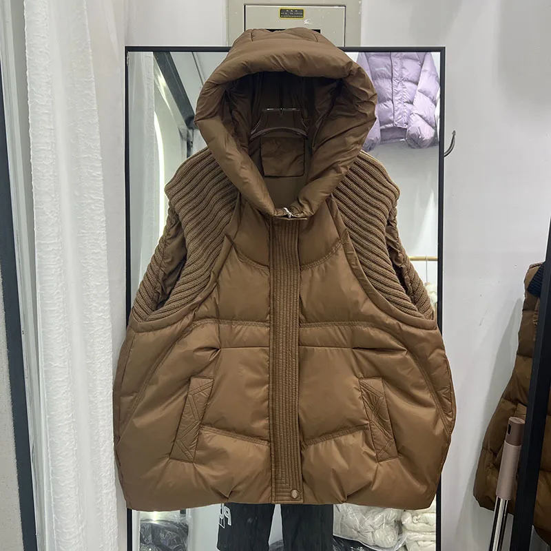 Chaleco Corto con capucha sin mangas, abrigo de gran tamaño, manga corta, cálido, a la moda, otoño e invierno, nuevo