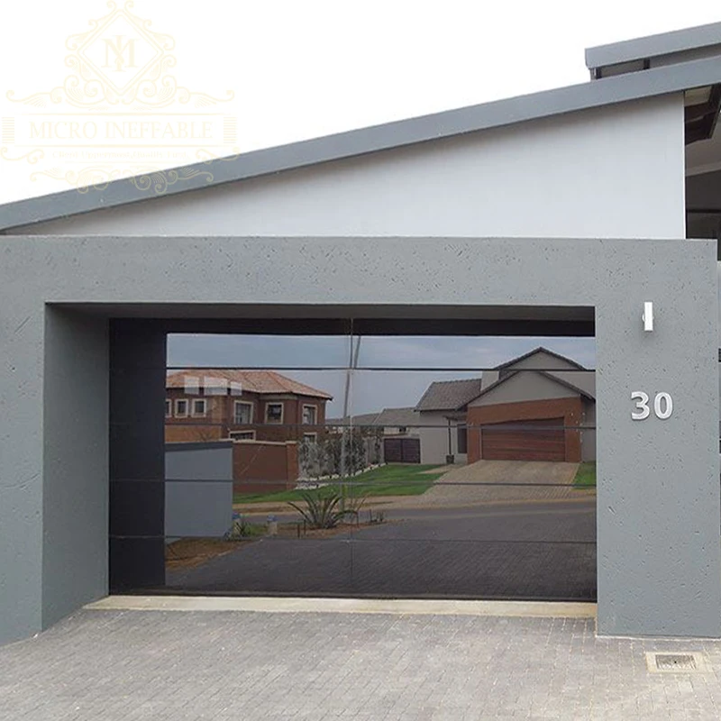 Custom garage door, custom sizes, custom styles, automatic opening, tempered glass, aluminum frame, with motor