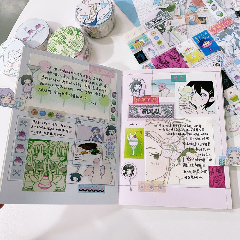 WAKAWAKA Stickers Scrapbooking Cute Deco Sticker Aesthetic Japanese Style Anime Stickers Sheets Midsummer Trajectory Series