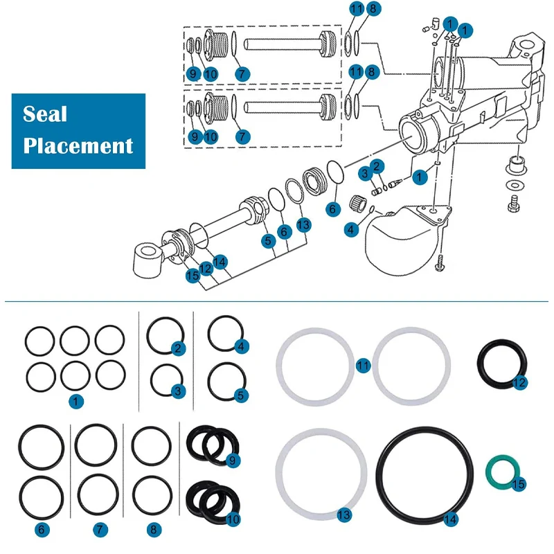 Tilt Trim Seal Kit para Yamaha Boat, 1997 & up 115225FS Poder de Ataque Rápido com Mais O-Ring, Power Units 115HP 150HP 175HP 200HP