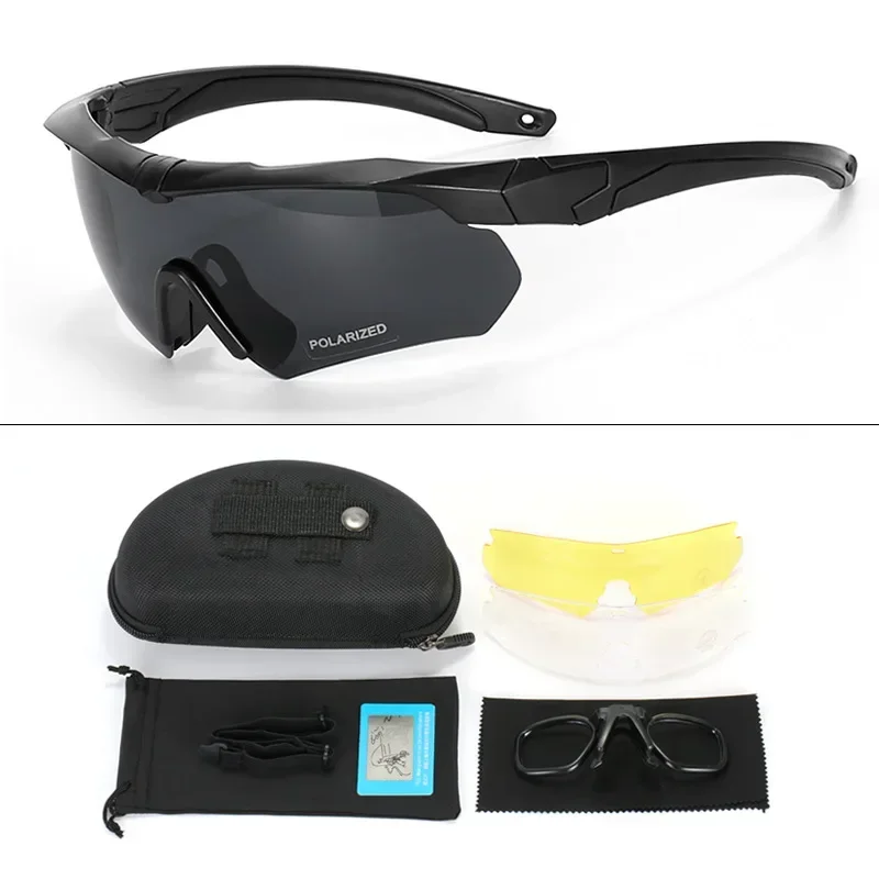 Wojskowe Taktyczne Gogle CS Airsoft Wiatroodporne Okulary Strzeleckie HD 3 Soczewki Motocross Motocykl Wspinaczka Górska Bezpieczne Okulary