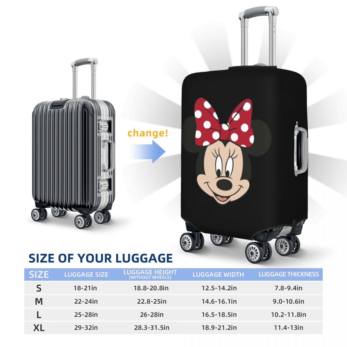 Fundas de maleta de viaje a prueba de polvo protectoras de cubierta de equipaje de Mickey Mouse de moda personalizada