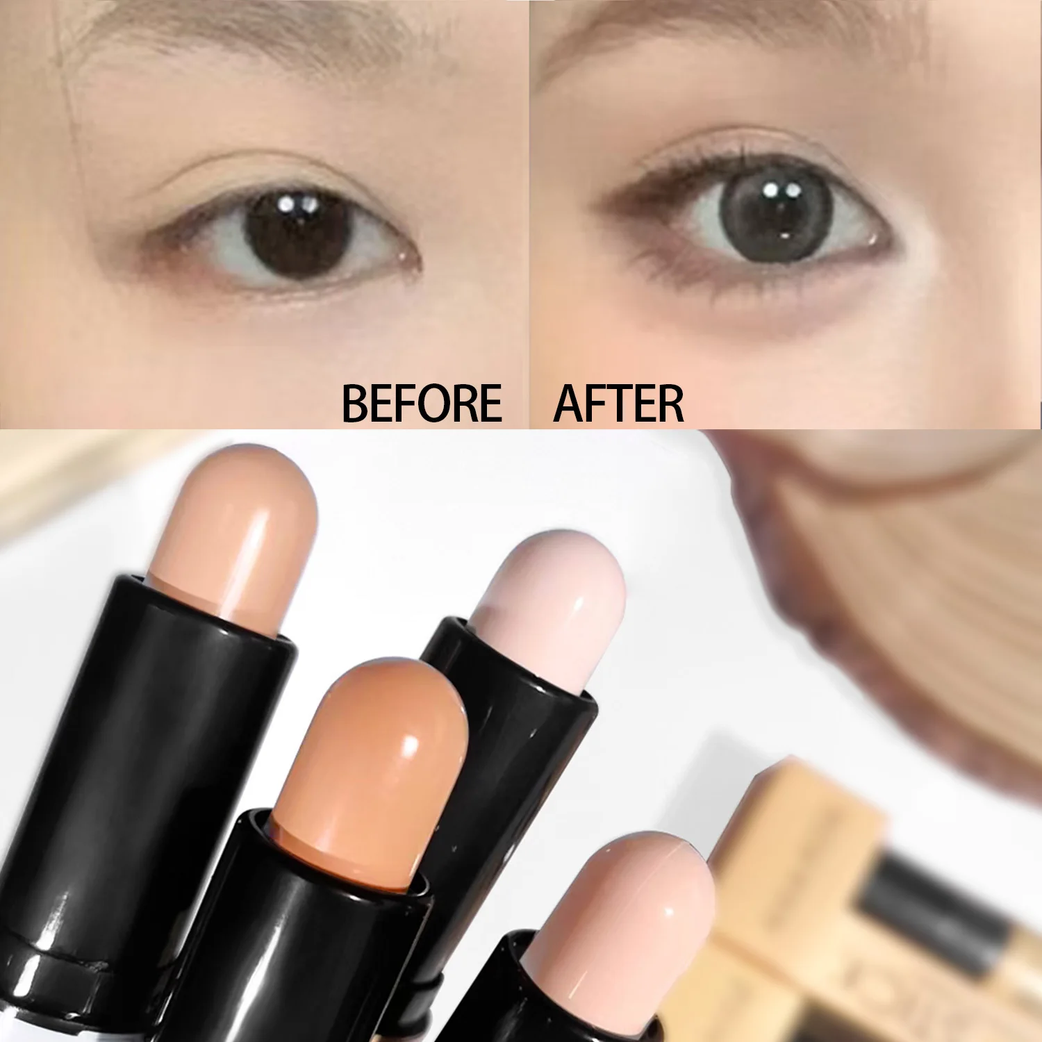 Double-ended contour stick, highlighter, waterproof and sweatproof, high nose bridge, face slimming nose contour pen for novices