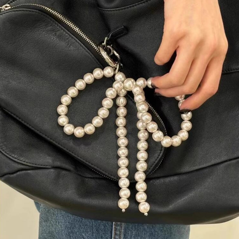 Ngọc trai Bowknot Móc khóa Mặt dây chuyền Trang trí Quyến rũ cho Túi lô Túi xách
