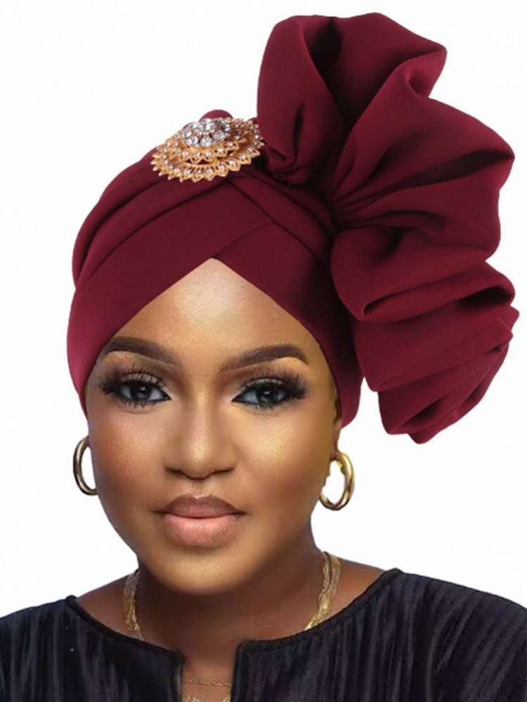 아프리카 레이디 헤드 랩 여성용 매듭 터번 모자 나이지리아 원시 실크 Autogele Headtie 파티 모자를 쓰고 있죠 웨딩 자동 Geles Turbante