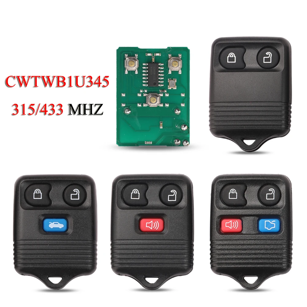 Jingyuqin-llave remota de coche CWTWB1U345 para Ford Edge, Escape Explorer, Windstar, Mazda, Lincoln, 3/4 botones, 315/433Mhz, sin llave