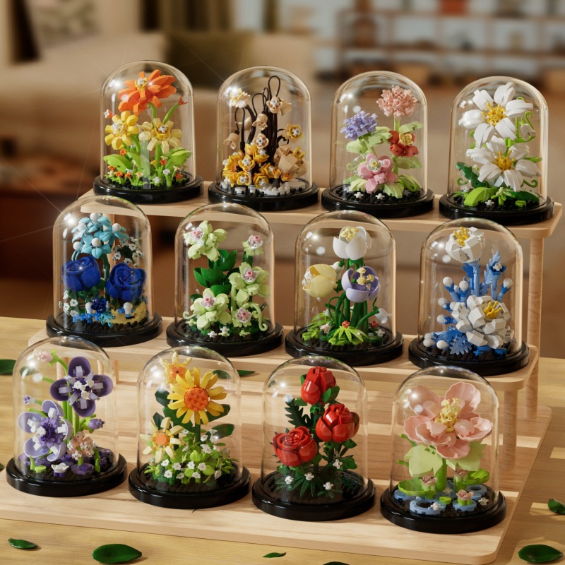 Blocs d'assemblage de Bouquet de fleurs éternelles, jouet pour enfants, Mini brique à particules, série fille, paquet de roses, cadeau d'anniversaire pour la saint-valentin