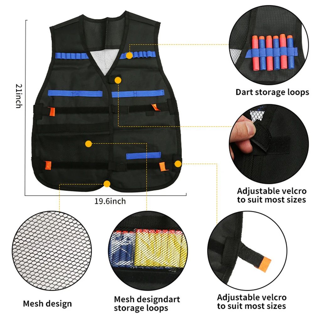 NEW Kids Tactical Vest Suit Kit Set for Nerf N-Strike Elite Series Outdoor Game Kids Tactical Vest Holder Kit Accessories Toys