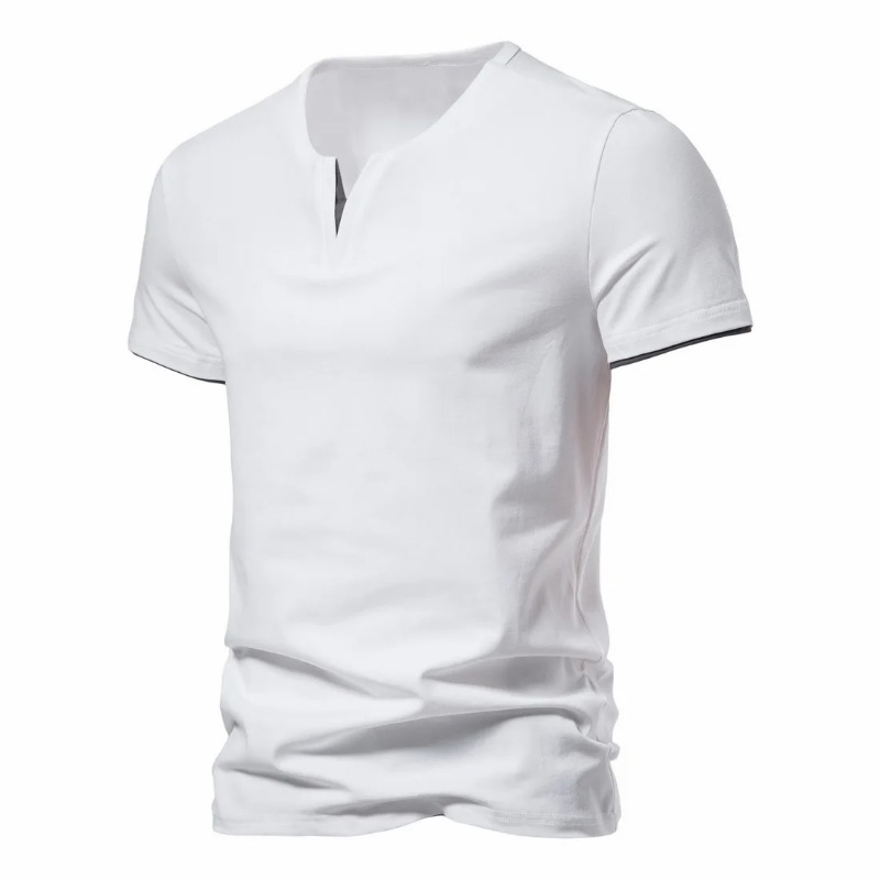 Verão masculino manga curta henley com decote em v camisetas leves casual algodão fino ajuste básico solto fitness esportes respirável topo