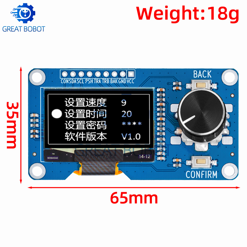BS 0.96/1.3 inch White Blue oled display screen combined with EC11 rotary encoder module IIC interface for arduino