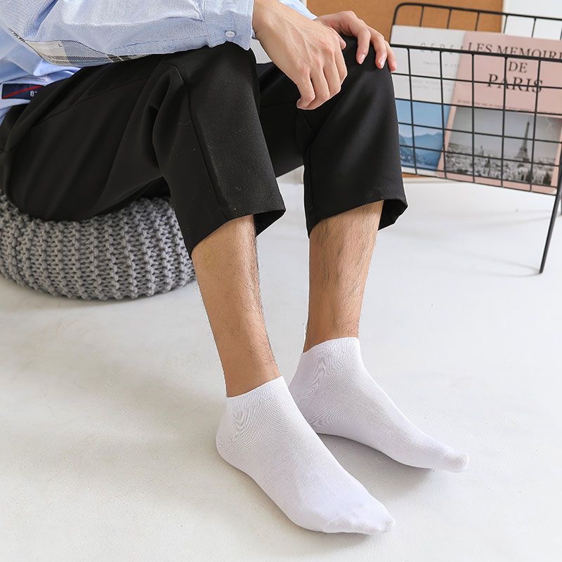 20 piezas/calcetines para hombre Primavera Verano finos transpirables calcetines de algodón de poliéster suave negro Casual negocios tobillo calcetines de barco tamaño EU38-45