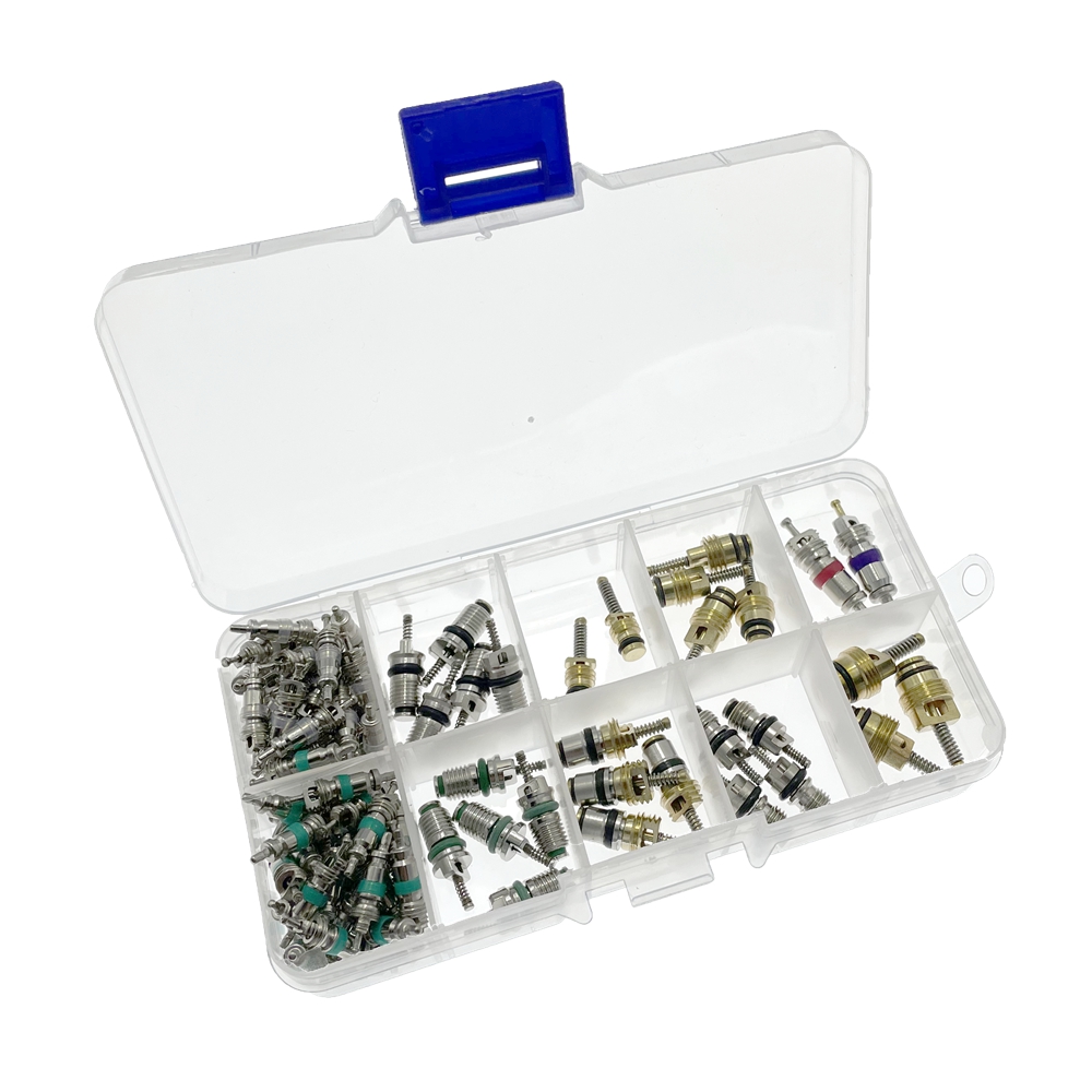 102 Stuks Auto Airconditioner Klep Cores Assortiment A/C Ac Shrader Ventiel & Tool R134 R12 HVAC kleppen Kit Auto Accessoires