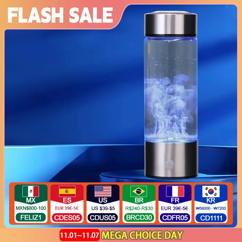 1pc 450ml generatore di acqua di idrogeno portatile 3 minuti modalità generatore di acqua di idrogeno ad alta concentrazione