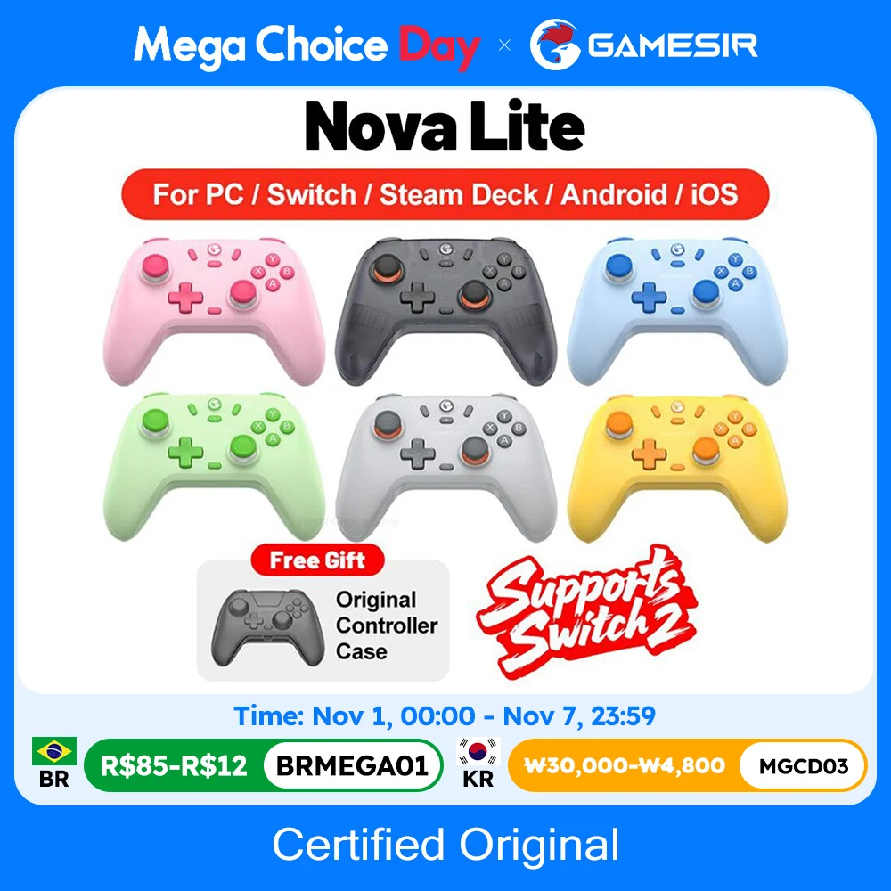 Gamesir Nova Lite Gamepads PC para Nintendo Switch 2 controlador Switch Steam Android iOS iPhone Control Hall efecto Joystick