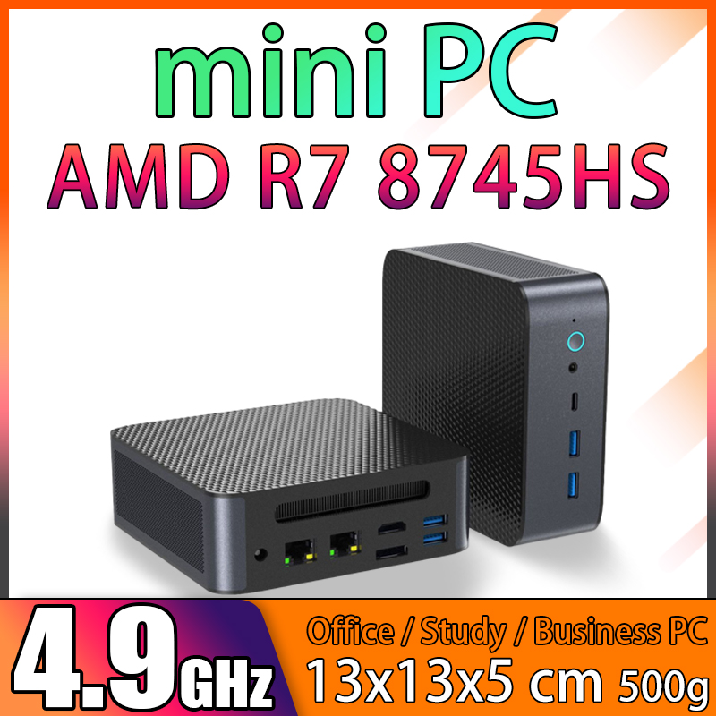 Мини-игровой ПК Windows 11 Pro AMD Ryzen7 8745HS Мини-компьютер 32 ГБ/64 ГБ ОЗУ DDR5 512 ГБ/1 ТБ PCIE M.2 SSD WiFi6 BT5.2 Барбоны