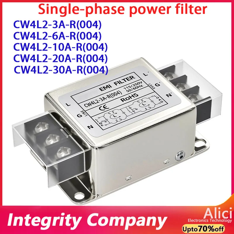 Single-phase power filter CW4L2-3A/6A/10A/20A/30A-R CW4L2-10A-R(004) Bipolar filter terminal block 220V anti-interference