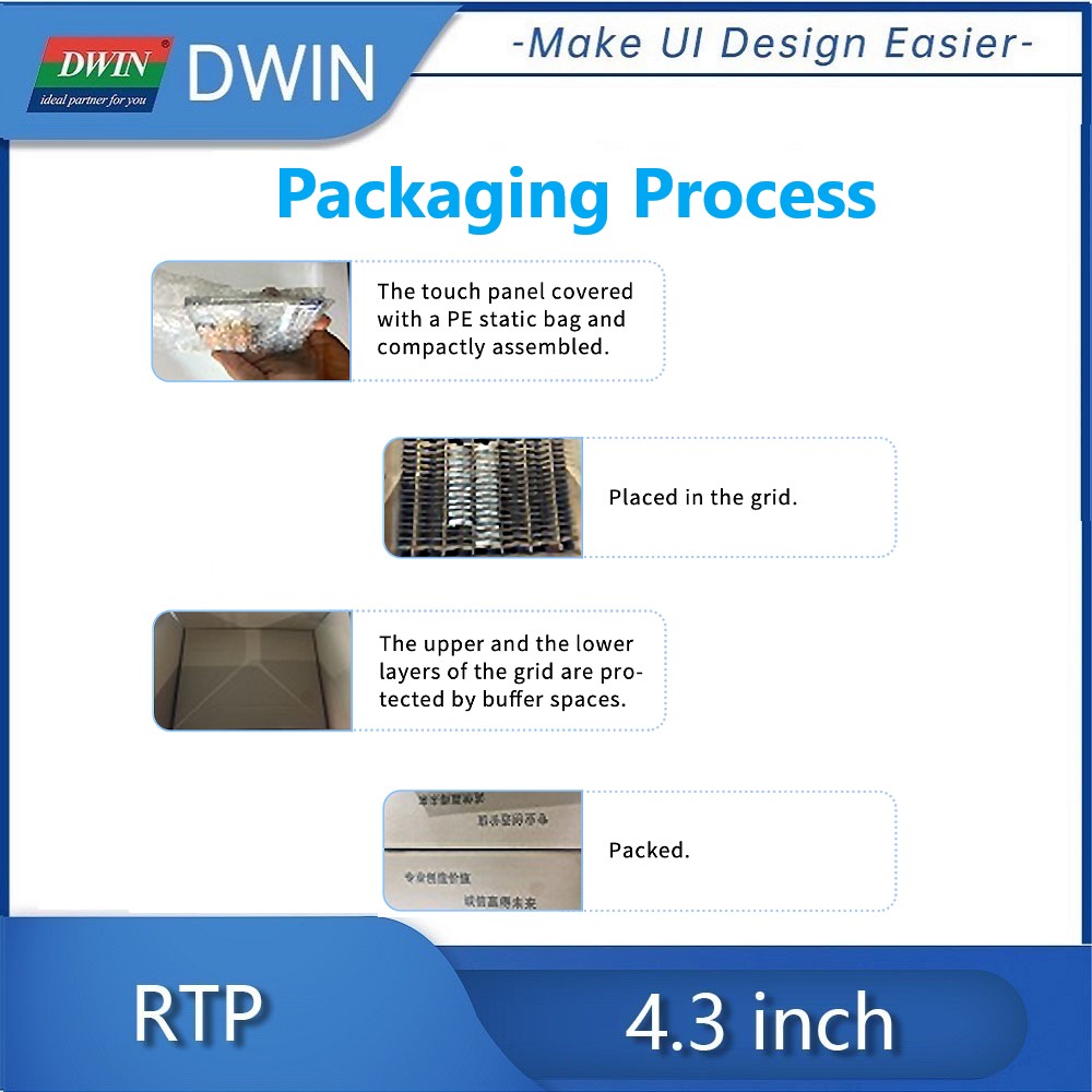 DWIN painel de toque resistivo RTP de 7 polegadas e 4 fios YF07002