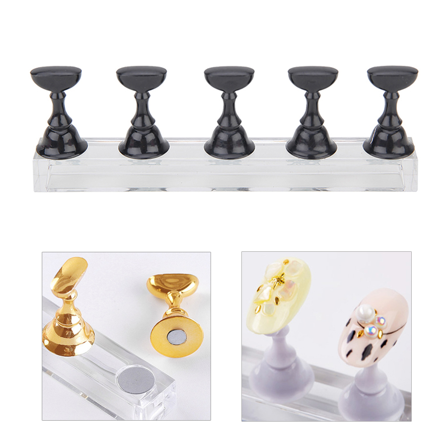 Ensemble de 5 présentoirs d'art d'ongle, support explorez ecs magnétique de base acrylique pour l'affichage de bouts d'ongle