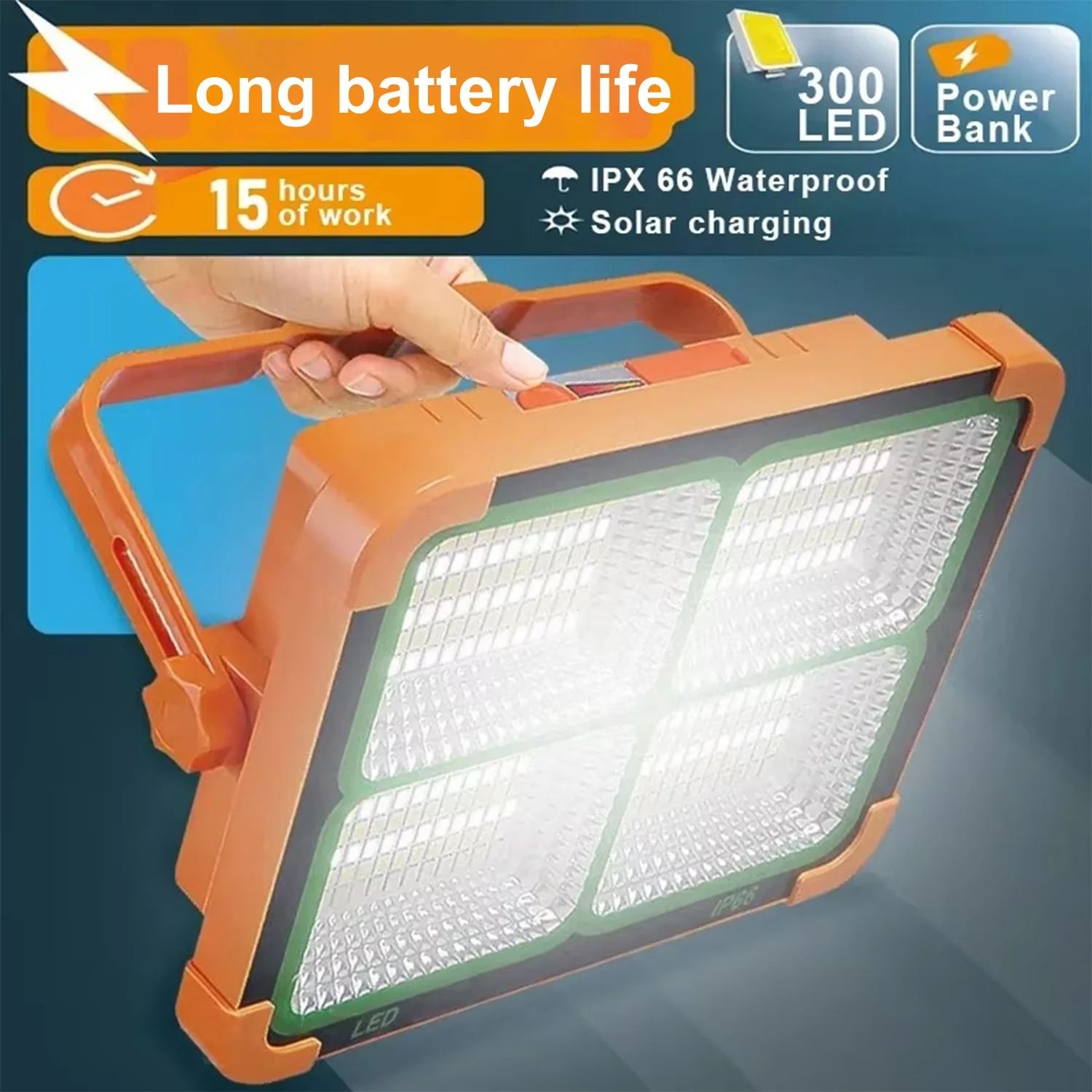 Lanterna da campeggio Luce da tenda a LED ricaricabile ad alta energia solare con magnete Potente torcia Power Bank Lampada di emergenza per riparazione NUOVA CALDA