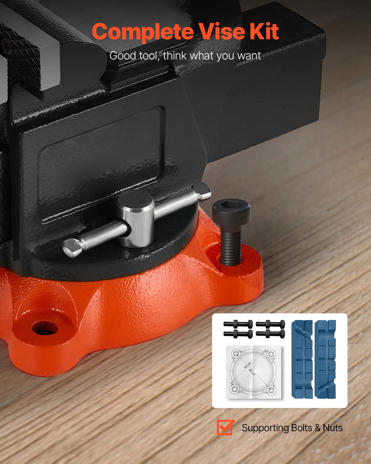 SucceBuy Bench Vise 5"/5.5"/8" Jaw Width Multipurpose Vise with 360° Swivel Locking Base Vise with Anvil for Clamping Round Pipe