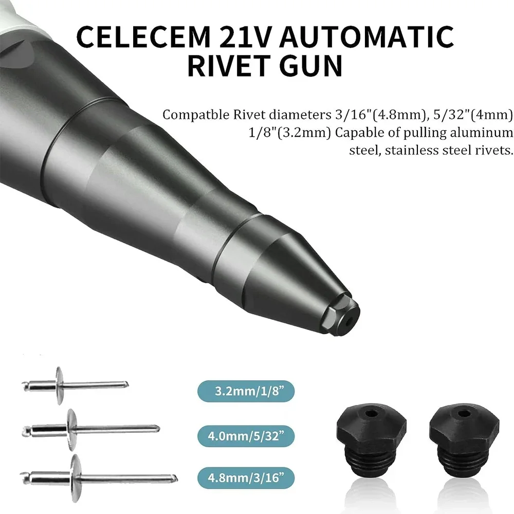Brushless Electric Rivet Gun, Cordless Rivet Nut Gun, Broca Insert, Rebitagem Automática, Ferramentas Elétricas para Makita, 18V, Sem Bateria
