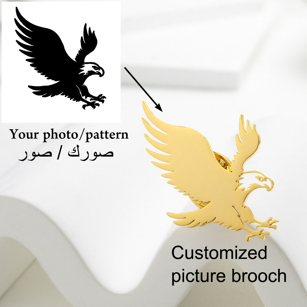 Uso de imágenes Personalización Broches de marca personalizados Accesorios de acero inoxidable Logotipos personalizadosJoyería Regalos familiares