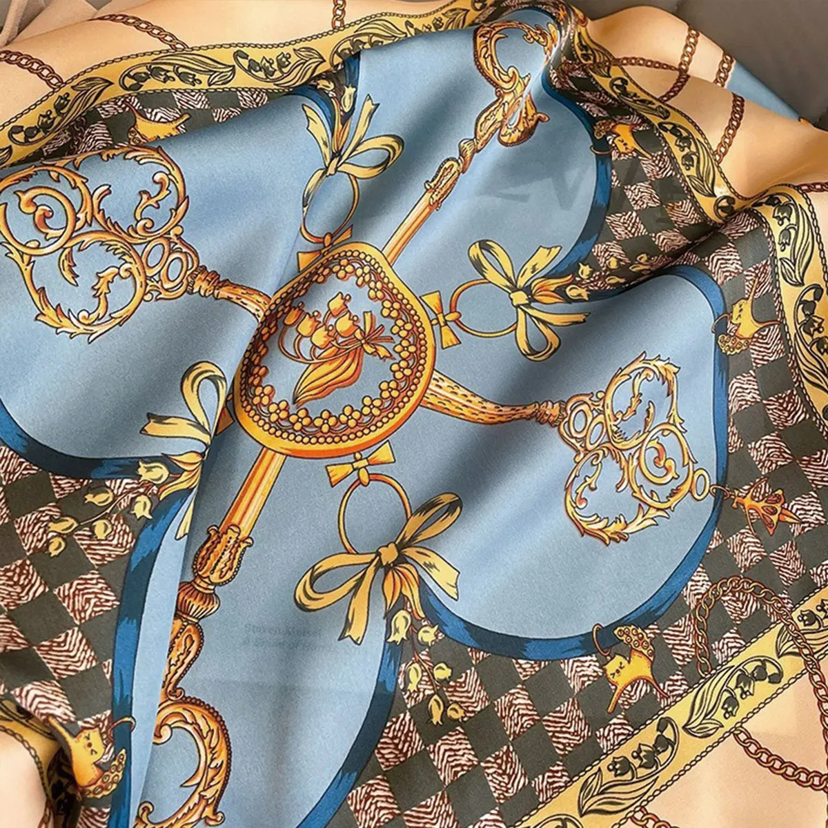 70x70cm modny koreański styl jedwabny kwadratowy szalik satynowy nadruk opaska do włosów krawat akcesoria do włosów chustka na głowę wszechstronny szalik