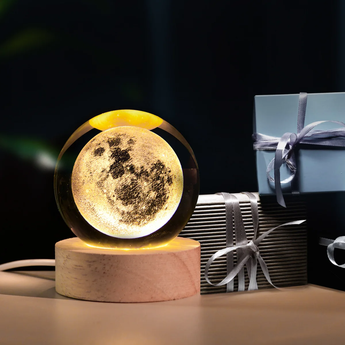 Luce notturna a LED Via lattea Galassia Sistema solare Sfera di cristallo Lampada da notte per bambini Camera da letto Luce ambientale Luce notturna regalo creativo