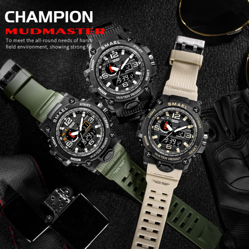 Smael-reloj deportivo de lujo para hombre, cronógrafo Digital Led, resistente al agua, estilo militar, para estudiantes