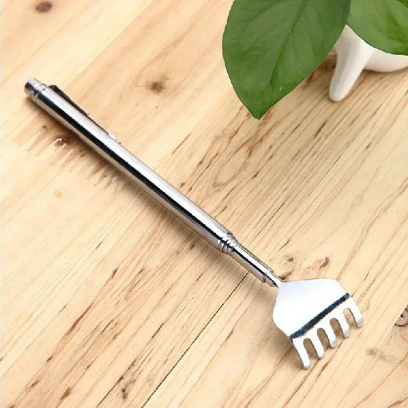 สแตนเลส Retractable Scratcher แบบพกพา Telescopic Back Scratcher Itch เครื่องมือนวดปรับขนาดเหล็กปากกา-ประเภทคลิป