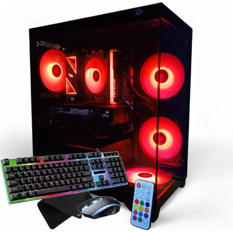 Tarjeta gráfica discreta para PC para juegos i5, 16GB de RAM, almacenamiento de alta velocidad, Windows 11 Pro, iluminación RGB remota (negro, Nvidia Ge Force Rtx