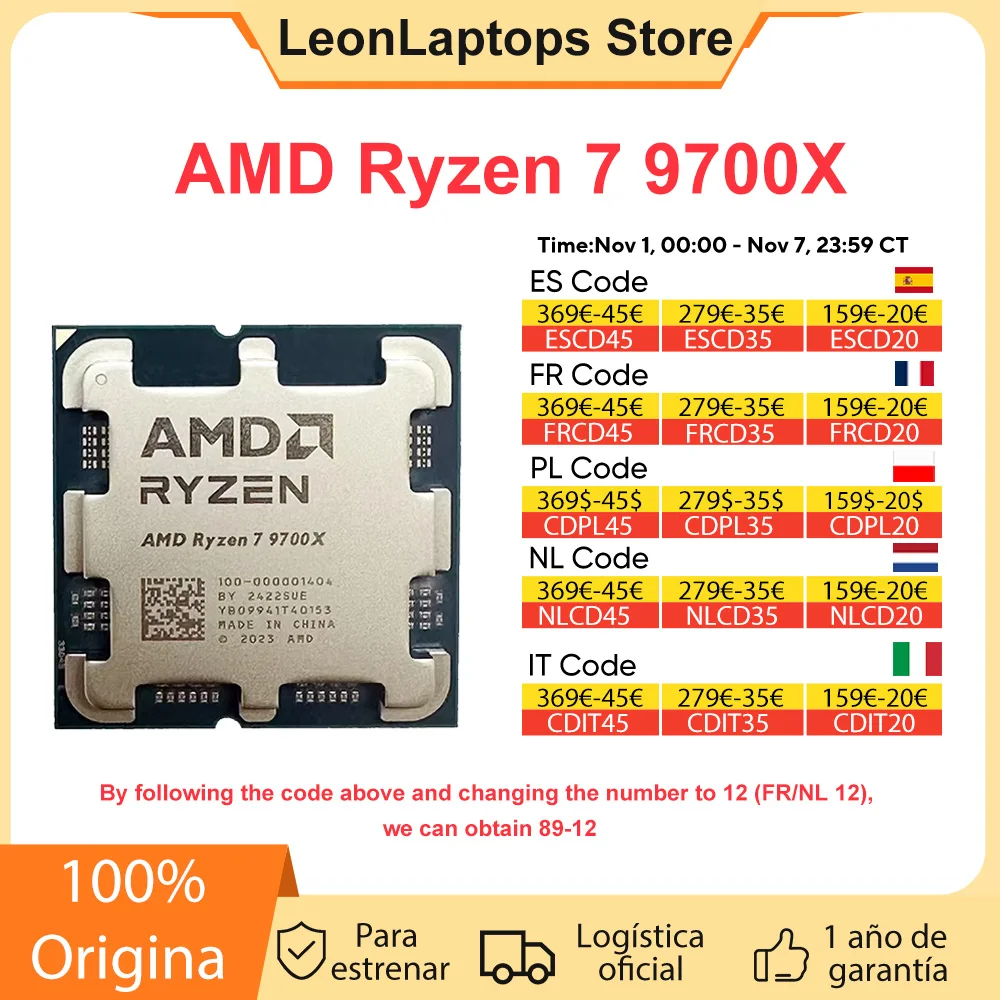 Procesor AMD Ryzen 7 9700X 5,5 GHz 8-rdzeniowy 16-wątkowy 40 MB pamięci podręcznej do gier 4NM TDP 65 W Gniazdo AM5 Procesor do gier Zen 5 amd ryzen7 am5 9700X