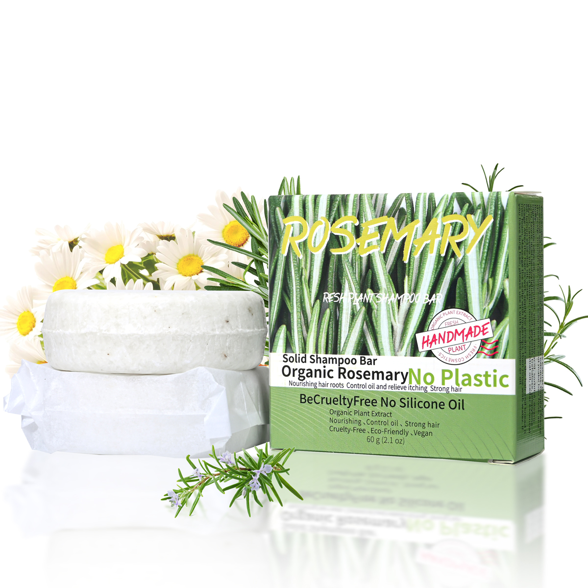 Sabonete shampoo de alecrim com fragrância natural 60g, sabonete artesanal para controle de óleo e remoção de caspa para homens e mulheres