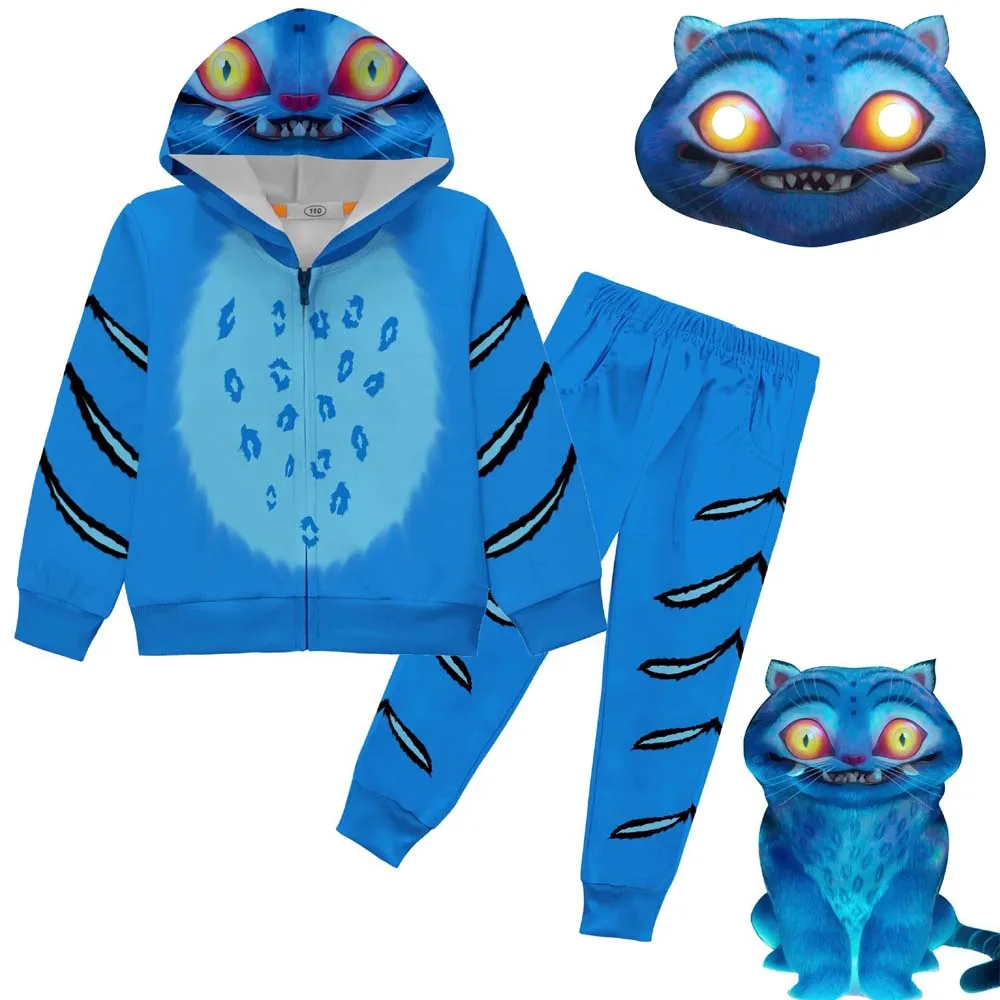 Kpop Demon Hunters Tiger Cosplay Costume Demon Hunters Tiger Hoodie Pants Sets Kids Halloween Christmas Party Funny Outfits Suit