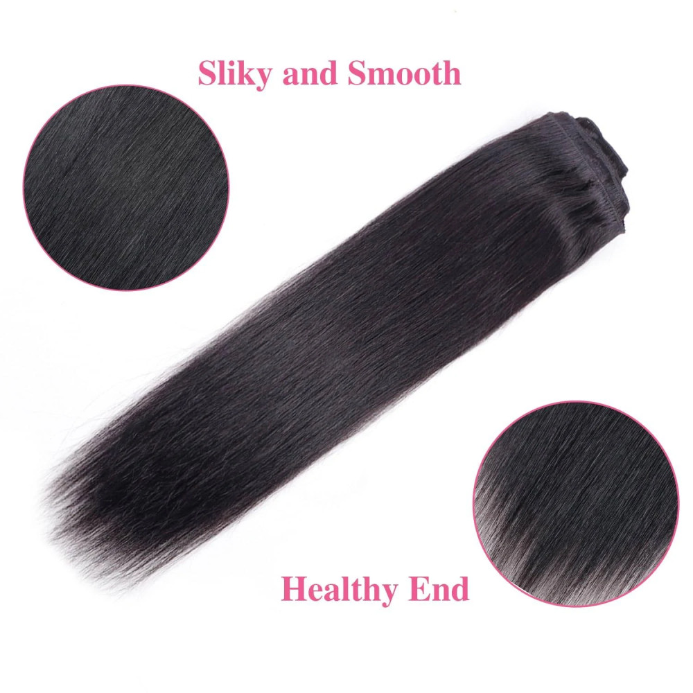 Clip droit dans les Extensions de cheveux cheveux humains brésilien Remy naturel pleine tête sans couture pince de cheveux humains dans les Extensions pour les femmes