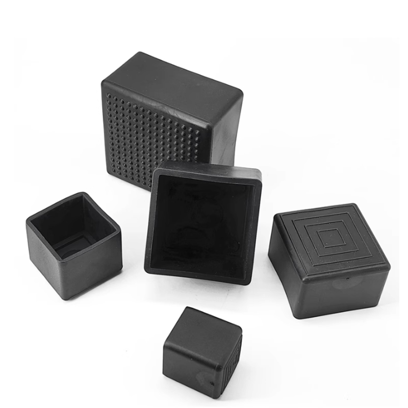 Square Black PVC Soft Rubber Pipe Sleeve Tube Cap Rectangle Table chair foot pad furniture protective foot cover