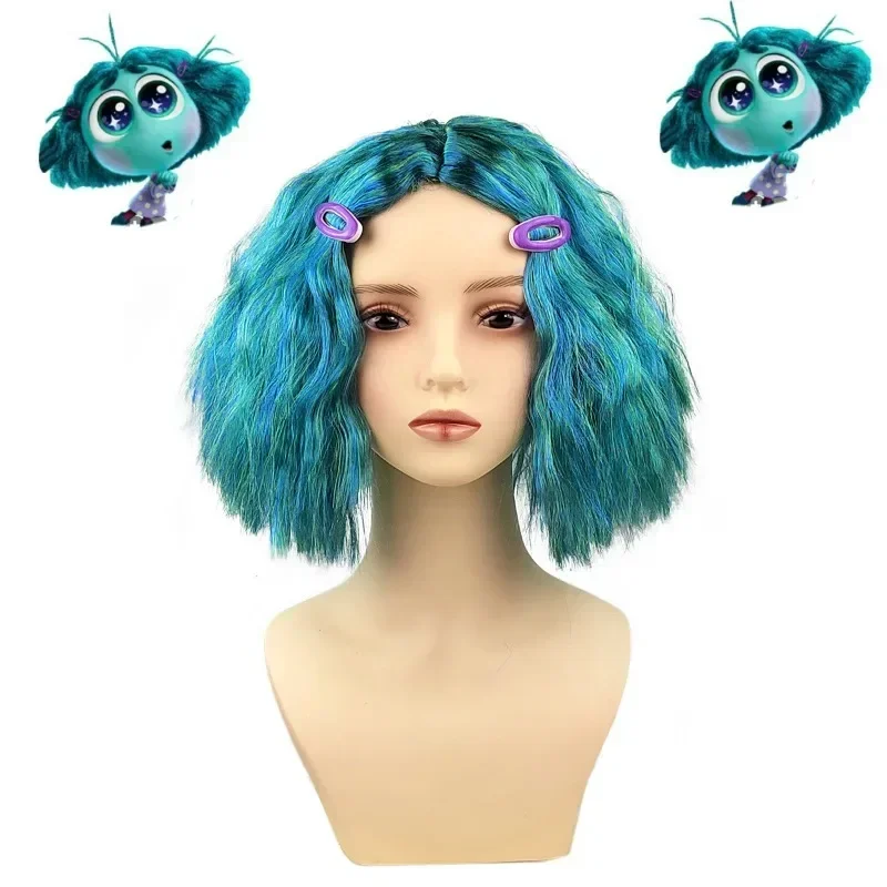かわいいインサイドアウトジョイコスプレインサイドアウト 2 ジョイ嫌悪悲しみ髪ショートレイヤー偽のヘアエクステンション男性女性パーティーウィッグ