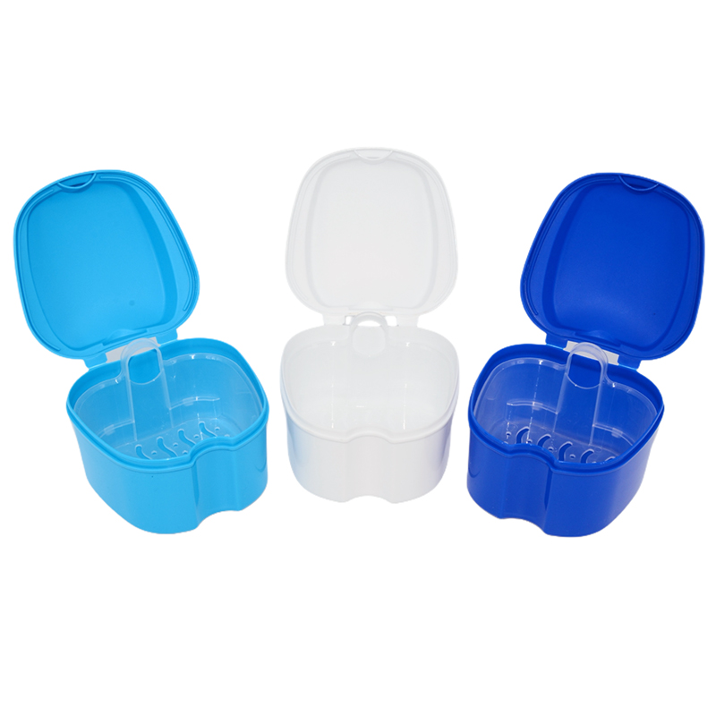 Denture Bath Box False Tooth Case Braces Orthodontic Retainer Case With Hanging Net Container Cleaning False Teeth Storage Box
