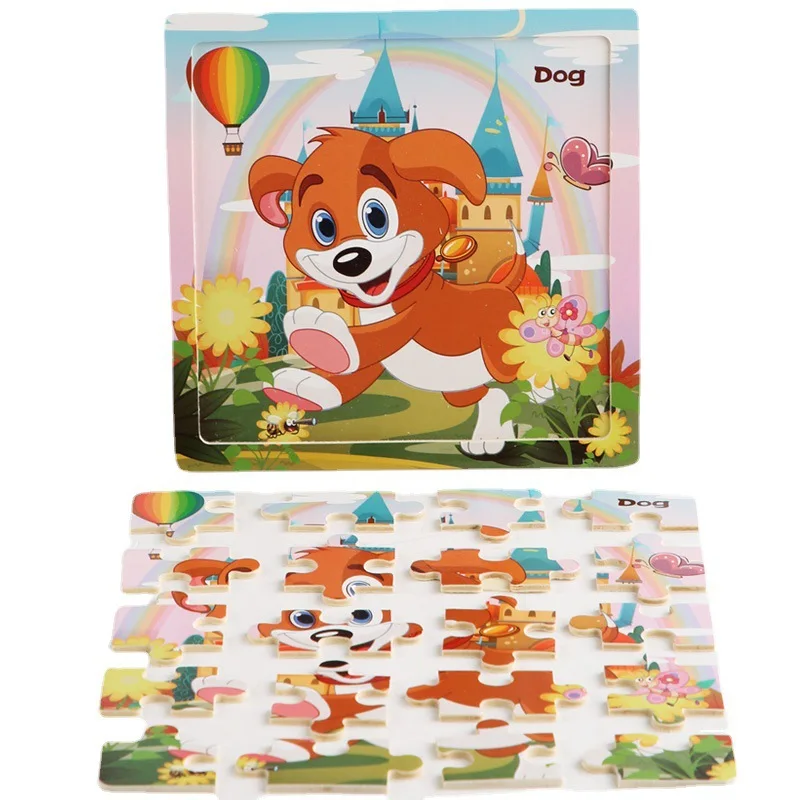 新しい 20 ピース木製 3d パズル漫画動物車両ジグソーパズルモンテッソーリ教育玩具子供のための赤ちゃん 1 2 3 年