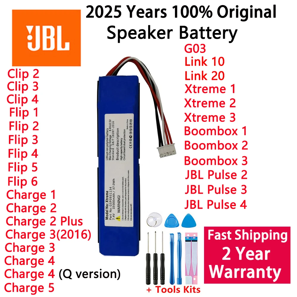 2025 anni Sostituzione Batteria Altoparlante Originale Per JBL Link 10 20 G03 Clip di Carica Boombox Flip Pulse Xtreme 1 2 3 4 5 6 Bateria