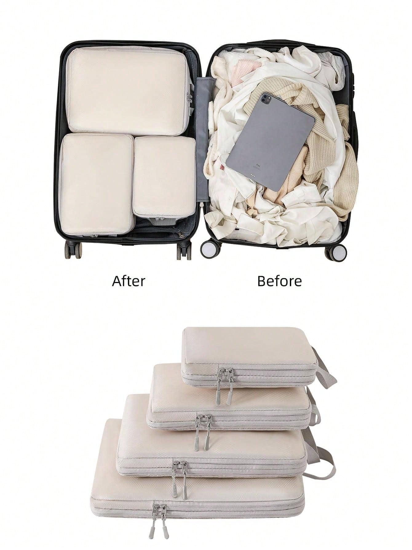 4 teile/satz Komprimierbare Verpackung Reise Lagerung Tasche Würfel Wasserdicht Koffer Nylon Tragbare Mit Handtasche Gepäck Organizer