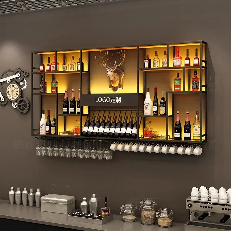 Bar Cabinet Wine Refrigerator Whiskey Showcase Nordic Hanging Drinks Wall Rack Metal Vitrinas Storage Shelves Bar Furniture