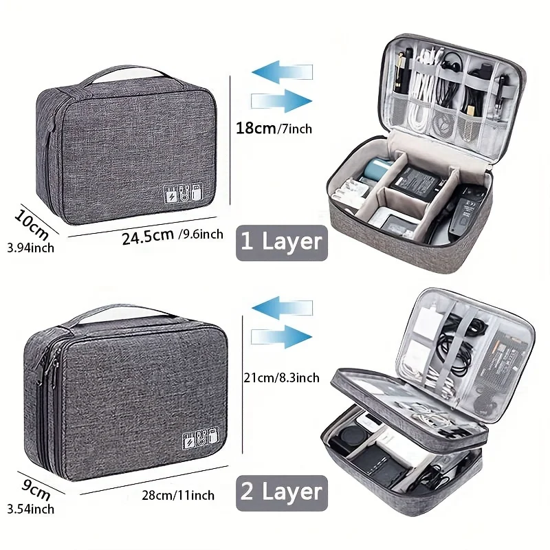 Borsa organizer con cerniera e rotelle: durevole, di grande capacità con manico telescopico e ruote lisce, ideale per cavi e altro ancora