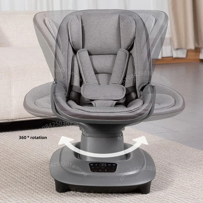 Elektrische baby rustgevende stoel Luxe babyschommelstoel Aansluitbaar met APP 360 °   Draaibare babyschommelstoel Verstelbare rugleuning