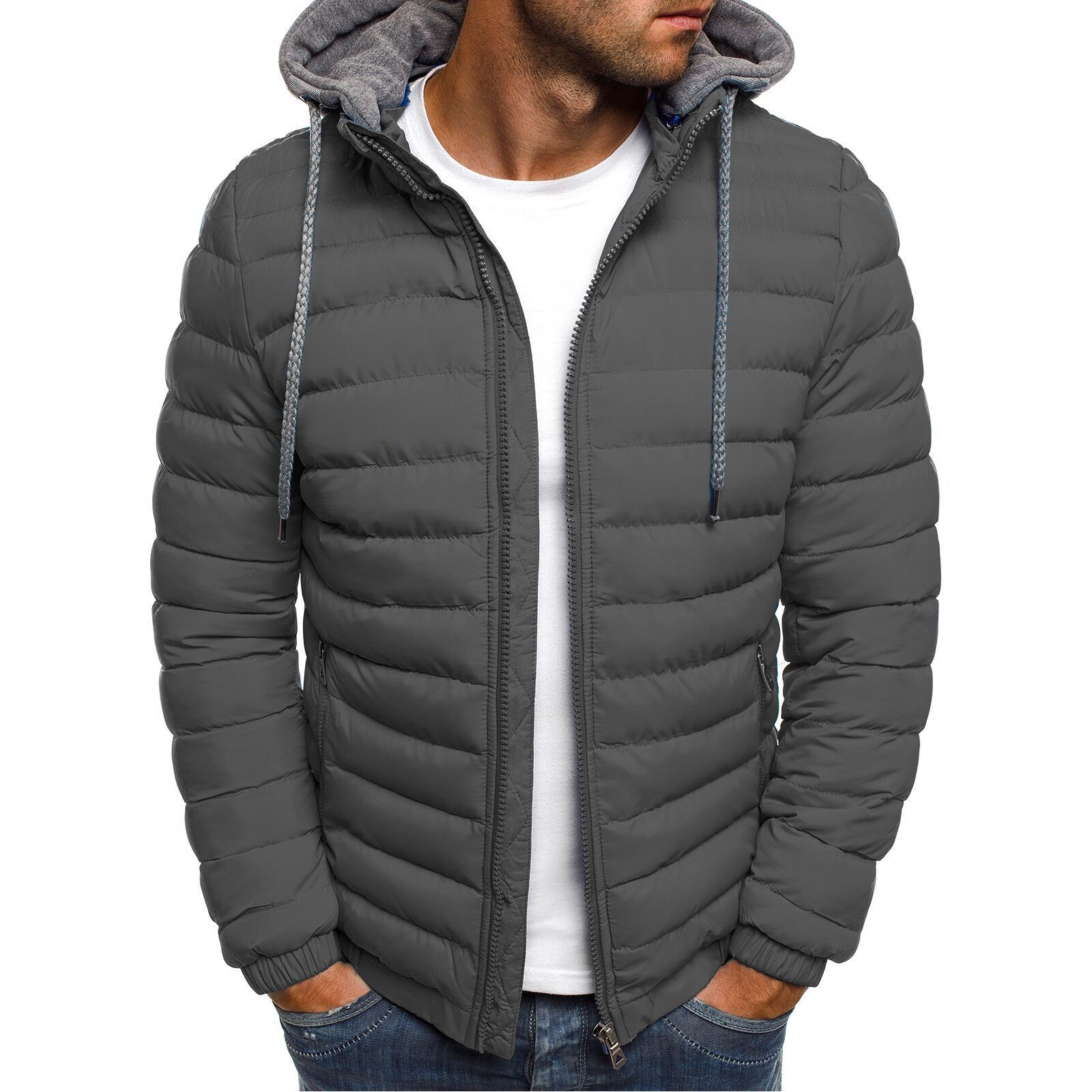 Verdikte katoenen donsjas voor heren, oversized parka met capuchon, warm, grote maten, buitenwinterjassen, herenmode, warme jas