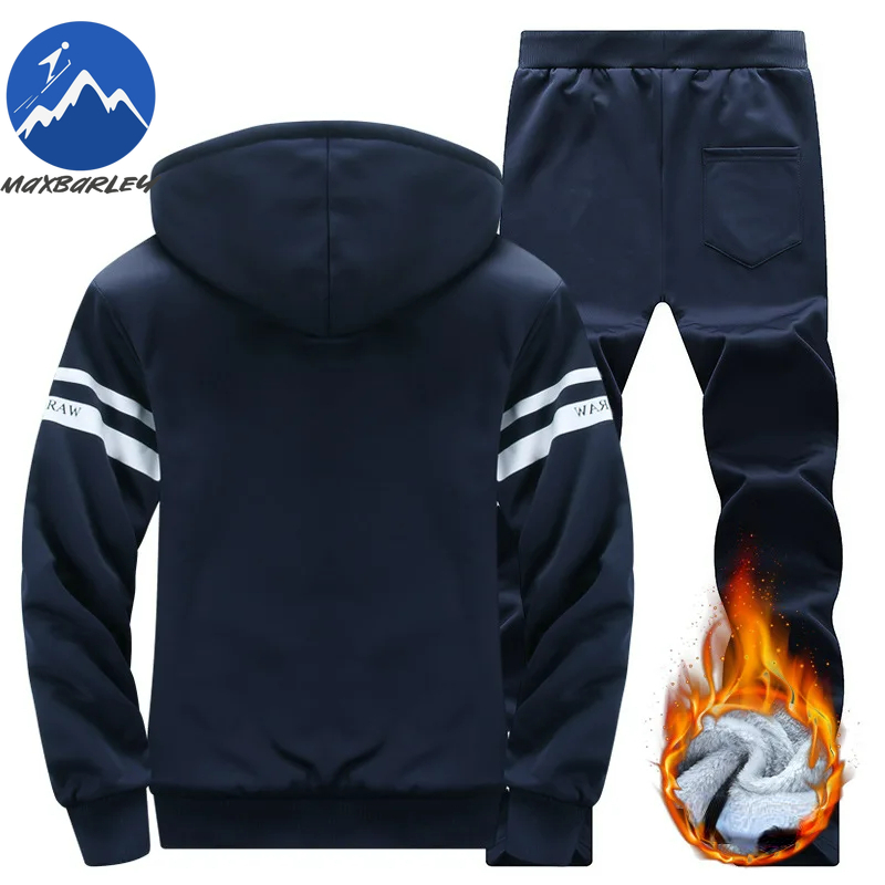 2025 große Winter Herren Casual Sport Plüsch Set Mit Kapuze Mantel + Hosen Koreanische Ausgabe Warme Dicke Zwei Stück Set Fleece kleidung Männer